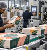 Packaging printing Dubai facility with custom printed cardboard boxes moving through production