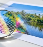 Magnifying glass over a printed A4 sheet showing ink dots, illustrating what is DPI in printing